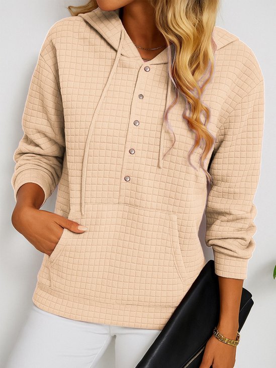 Casual Plain Long Sleeve Hoodie