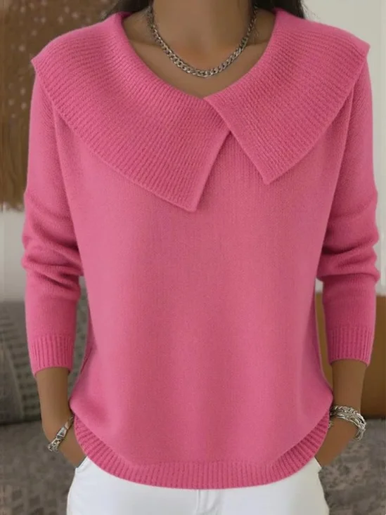 Loose Elegant Knitted Shawl Collar Sweater