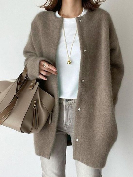 Urban Plain Crew Neck Coat