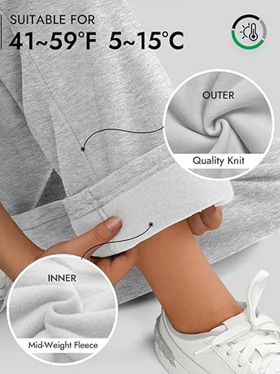 Women's  Elastic Waist H-Line Wide Leg Pants Daily Going Out Pants Gray Casual Split Joint Plain Fleece-lined Sweatpants