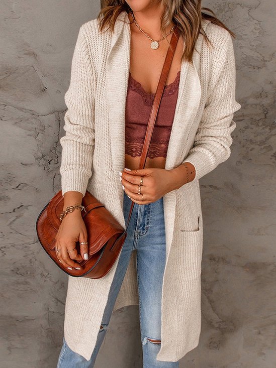 Loose Pocket Stitching Casual Others Cardigans