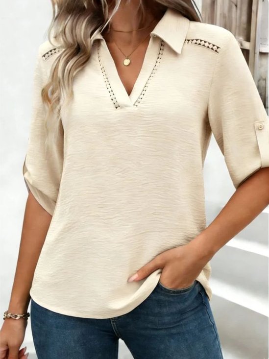 V Neck Simple Blouse