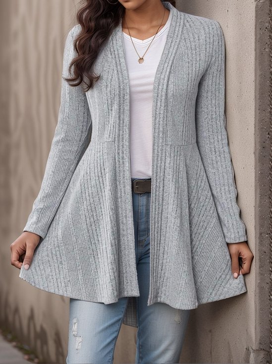 Basic Ribbed Brushed Casual Cardigan