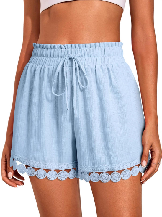 Casual Plain Wide Leg Pants Shorts