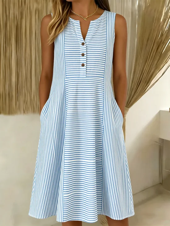 Loose Casual Striped Dress With No Belt