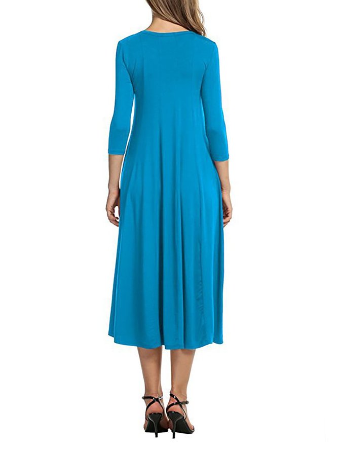 Swing 3/4 Sleeve Elegant Paneled Midi Swing Dress | roselinlin