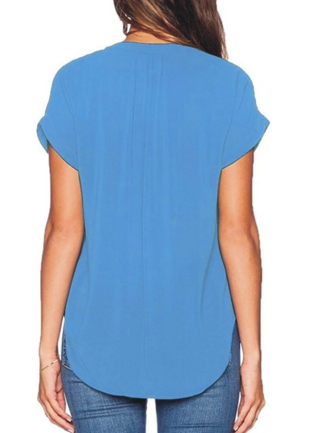 Women Short Sleeve V neck Shirt Blouse