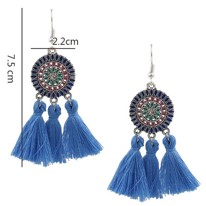 Womens Tassel  Alloy Round Earrings