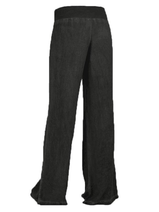 Women High Waist  Basic Solid Casual Pants Denim Pants