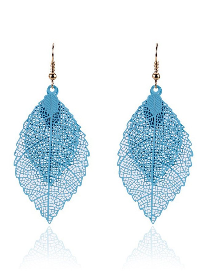 Fashion Double Leaf Pendant Drop Earrings Simple Retro Alloy Leaf Earrings