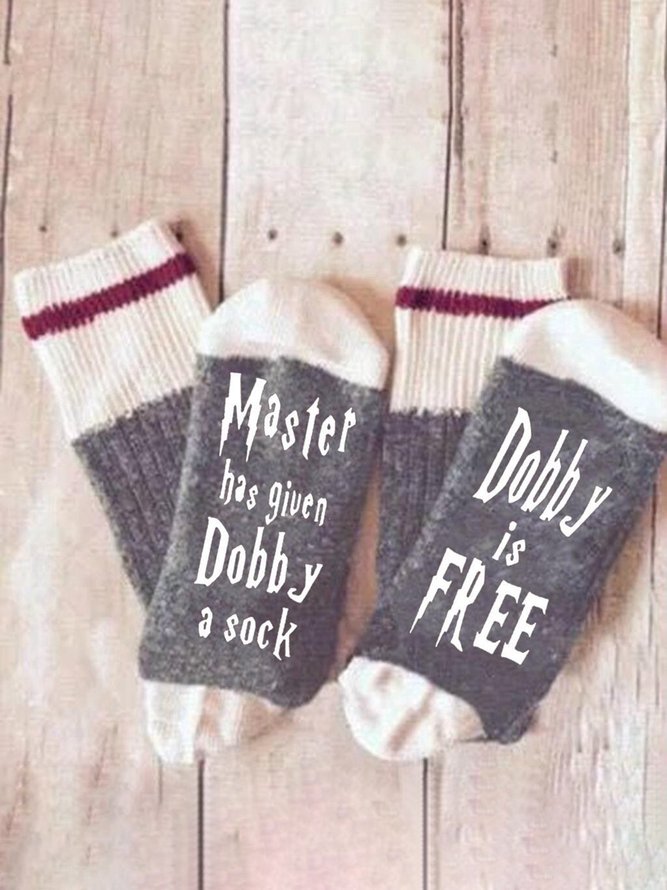 Mens Womens Master has given Dobby a Socks  Cotton Letter Socks