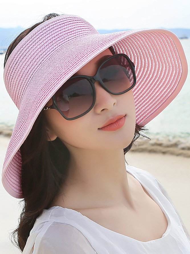 Women Foldable Bowknot Empty Top Wide Brim Beach Sun Straw Hat