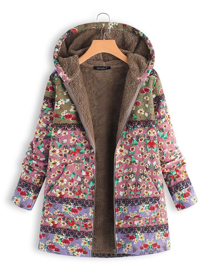 Patchwork Hoodie Casual Quilted Coat | roselinlin