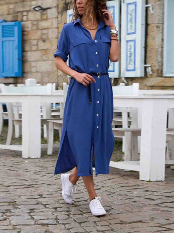 Paneled 3/4 Sleeve Women Dress