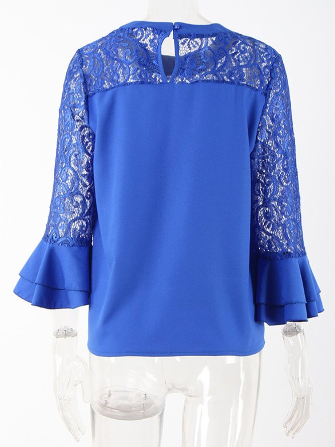 Solid Bell Sleeve Chiffon Tops | roselinlin