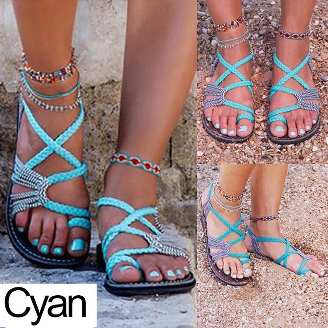 Women Sandals Handmade Beach Flat Sandals