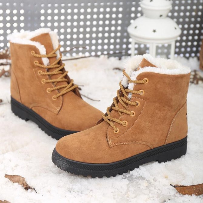 Women's Ankle Snow Boots Lace Up warm Non-slip