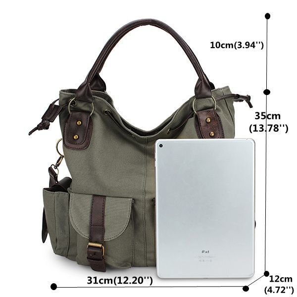 Women Multi-pocket Canvas Handbags Leisure Shopping Crossboody Bag