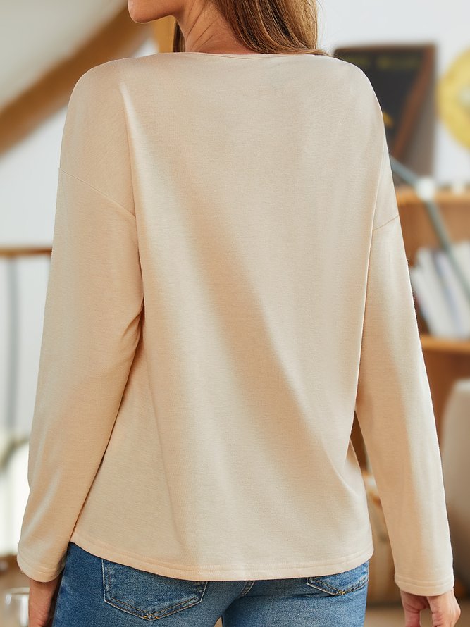 Casual Plain Autumn Daily Loose Polyester Cotton H-Line Regular Regular Size Sweatshirts for Women