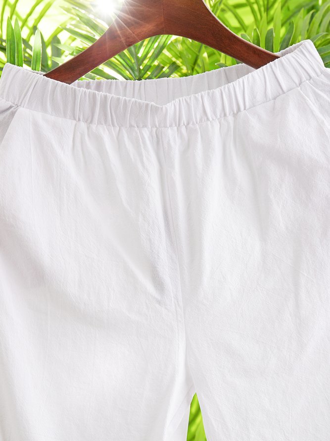 Loose Cotton Plain Casual Pants