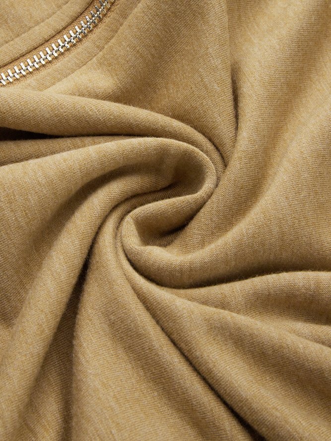 Plain Cotton-Blend Hoodie Coat