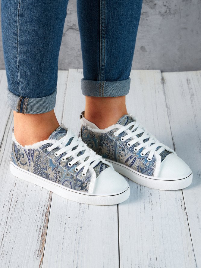 Ethnic All Season Ethnic Printing Wearable Sports & Outdoor Closed Toe Canvas Fabric Sneakers for Women
