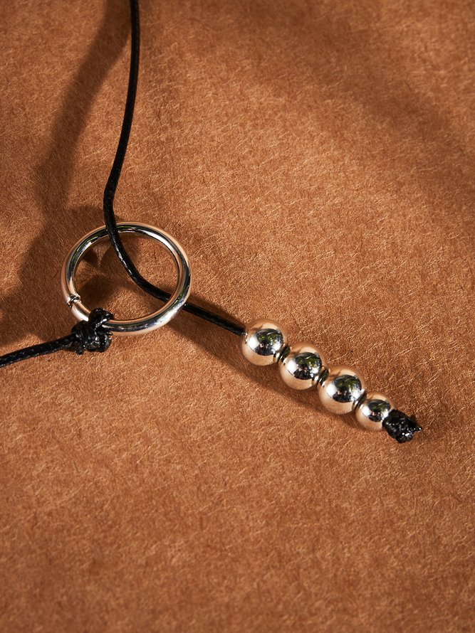 Bohemian Geometric Circle Leather Cord Bead Adjustable Necklace