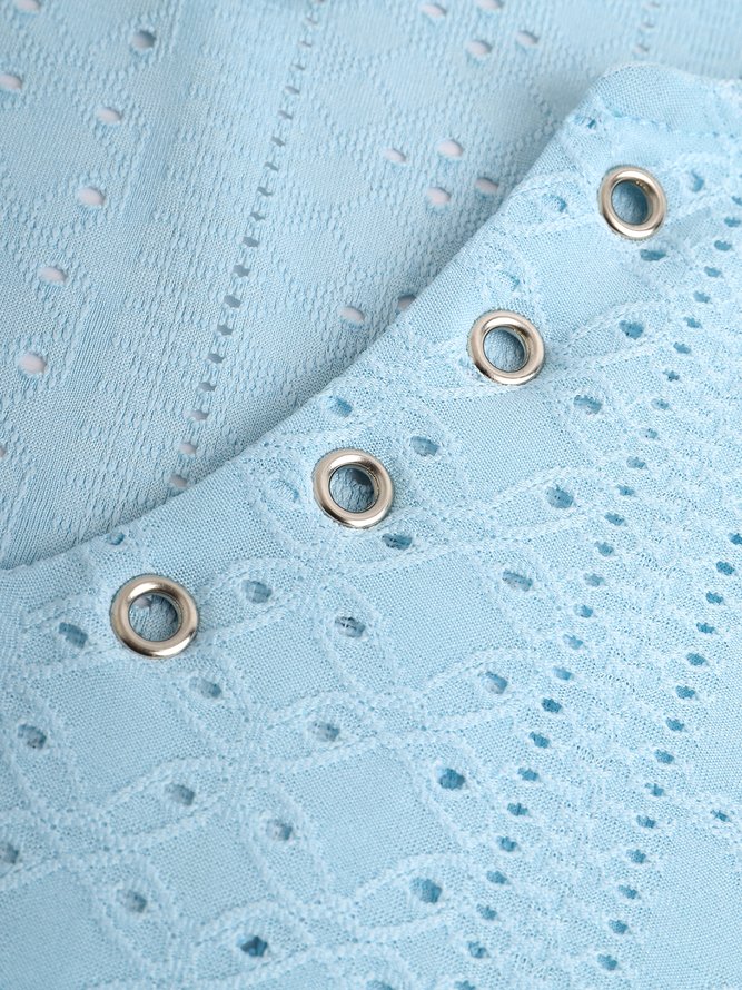 V Neck Vacation Plain Shirt