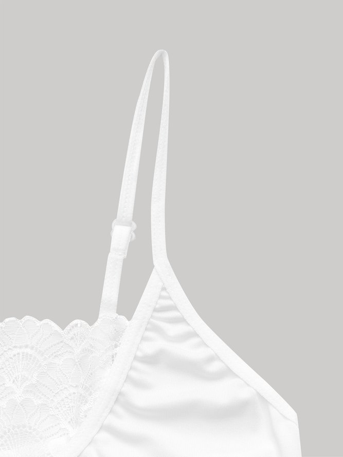 Lace Sexy Perspective Plus Size Hollow Out Lace Breathable Suspender Vest Bottomed Bra