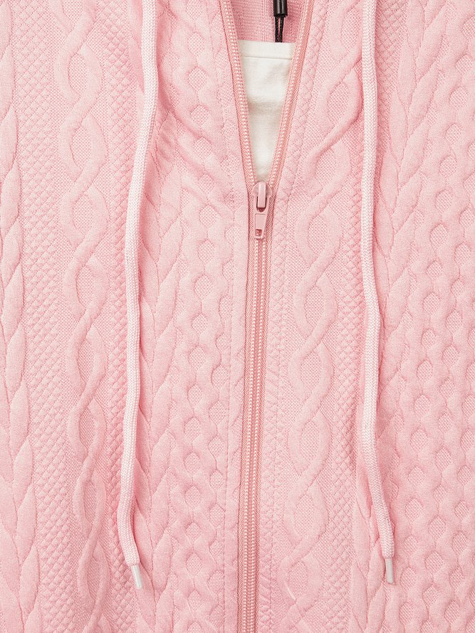 Loose Knit Hooded Jacket in Textured Fabric