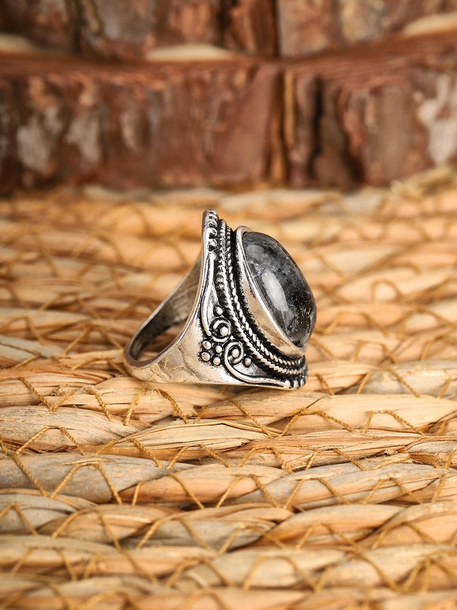 Vintage Natural Stone Ethnic Pattern Ring