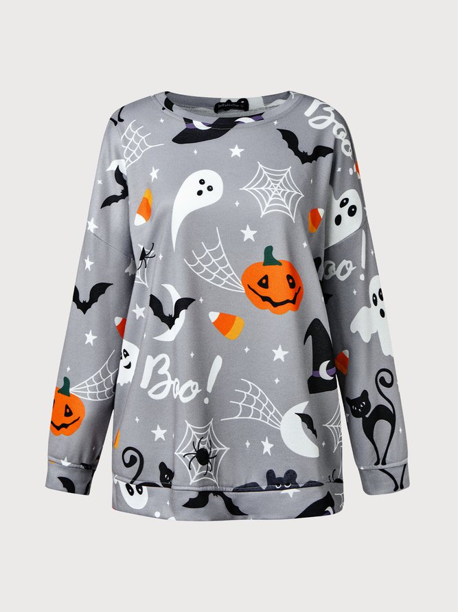 Women's Sweatshirt Pullover Cat Prints Halloween Weekend Halloween Hoodies Sweatshirts
