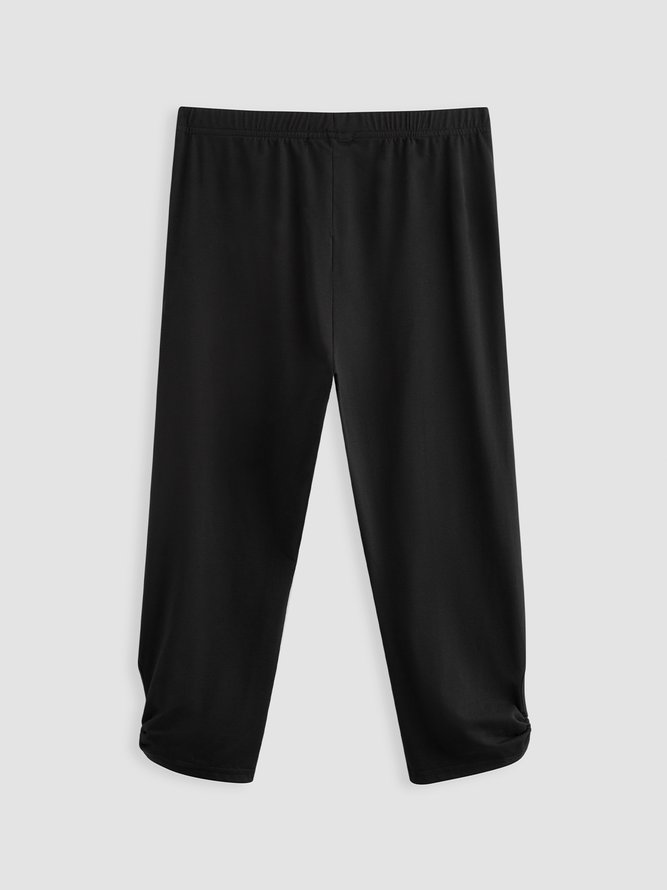 Plain color, no pattern, hollow out metal circle, tight, high elastic waist shorts, leggings and Capris Plus Size