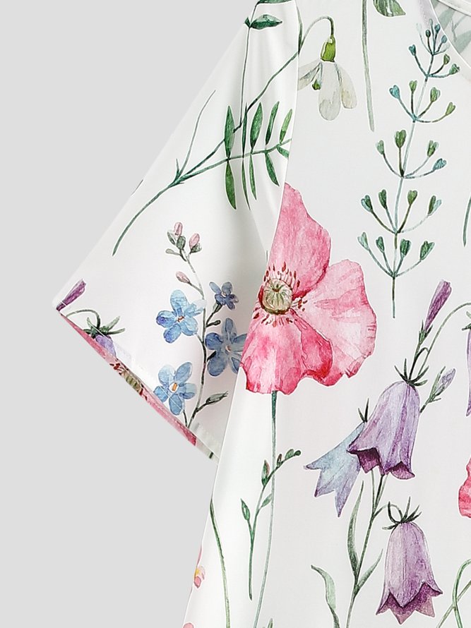 Women's Botanical Floral Design Loose Resort Dress
