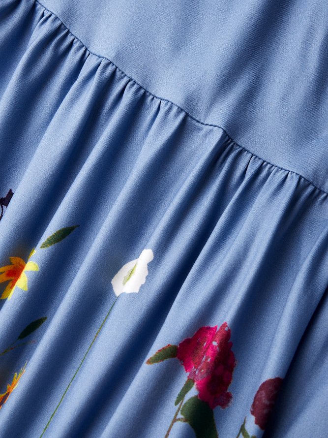 Round Neck Casual Loose Floral Print Resort Short Sleeve Madi Dress