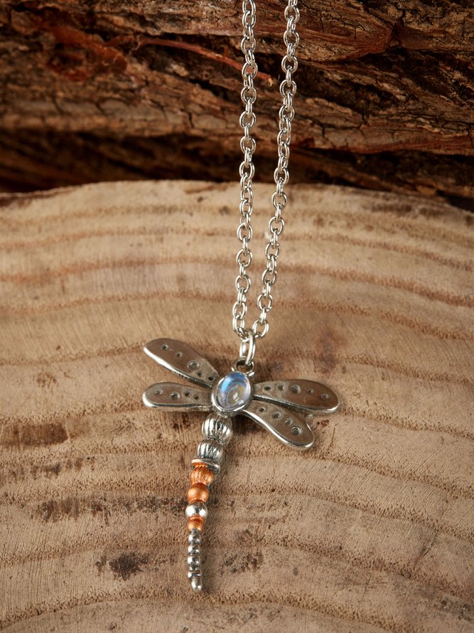 Ethnic Vintage Silver Dragonfly Turquoise Long Necklace Sweater Chain Jewelry