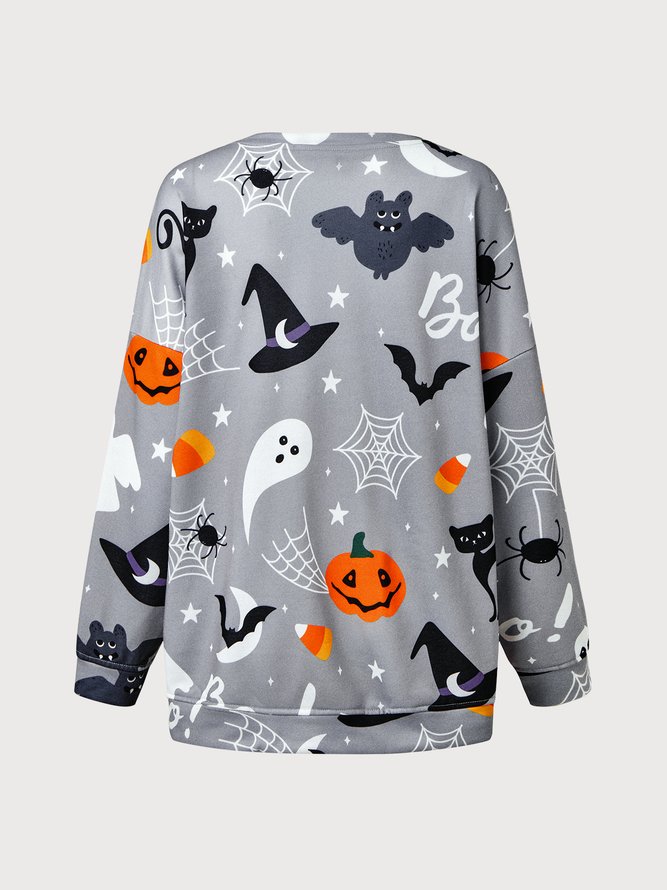 Women's Sweatshirt Pullover Cat Prints Halloween Weekend Halloween Hoodies Sweatshirts