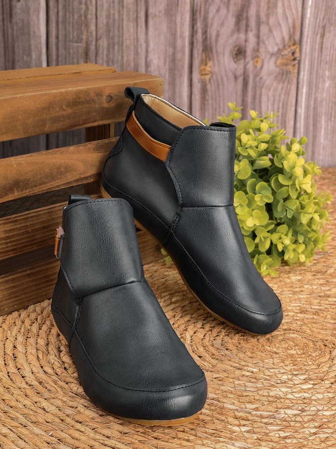Women Casual Comfy Daily Adjustable Soft Leather Booties