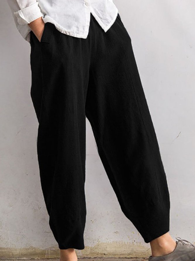 Women Plus Size Casual Daily Solid Cotton Pants