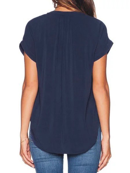 Women Short Sleeve V neck Shirt Blouse