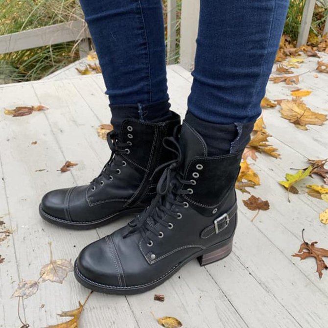 Women Comfortable Outdoor Boots Casual Zipper Boots