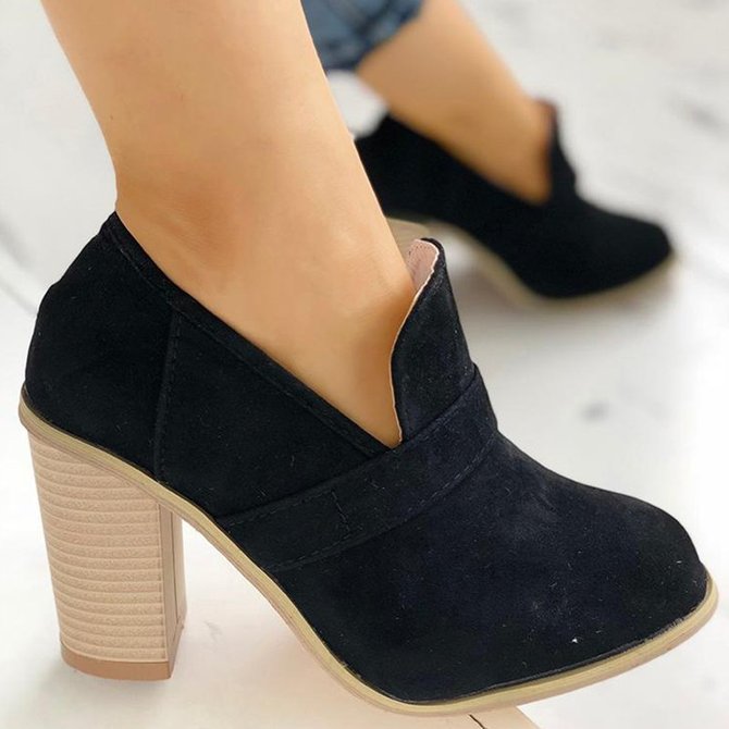 women solid thick heel elegant high heel cute work boots