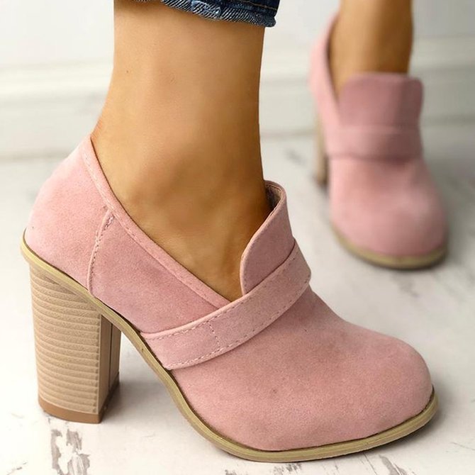 women solid thick heel elegant high heel cute work boots