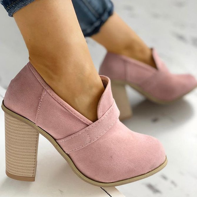 women solid thick heel elegant high heel cute work boots