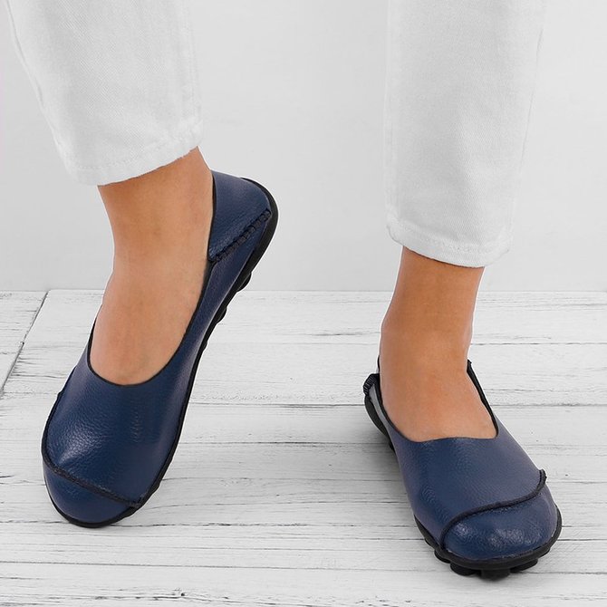 Leather Casual Flat Heel Shoes