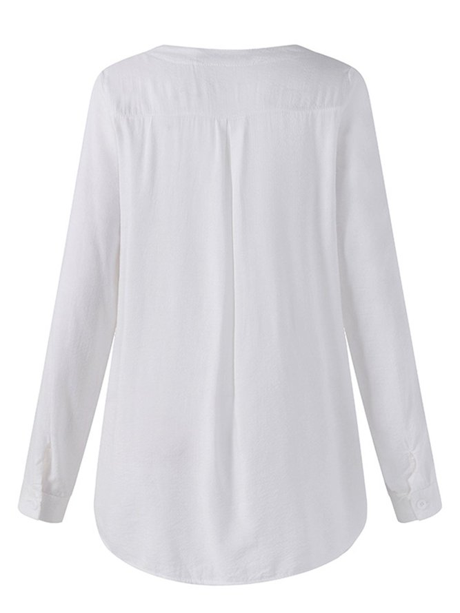 Long Sleeve Casual Embroidered Cotton Casual Top
