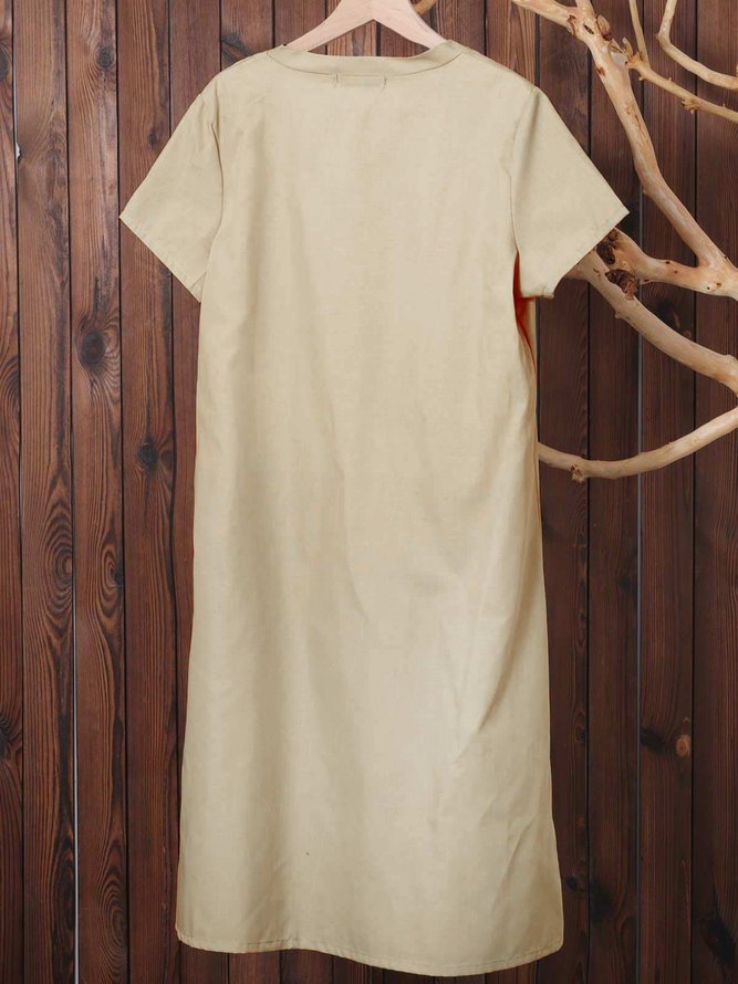 Soft V-Neck Short Sleeve Dress