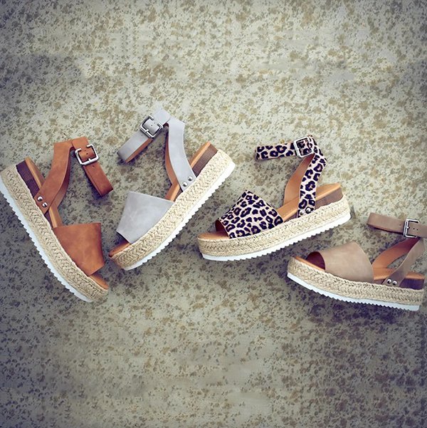 leopard espadrilles flatform wedge buckle open toe sandals
