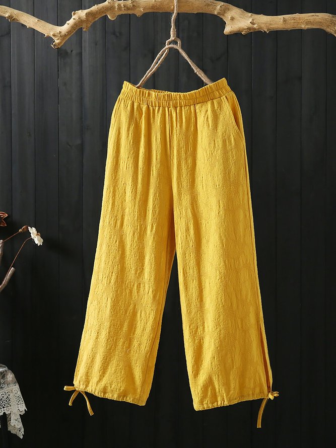 Women Linen Solid Pants