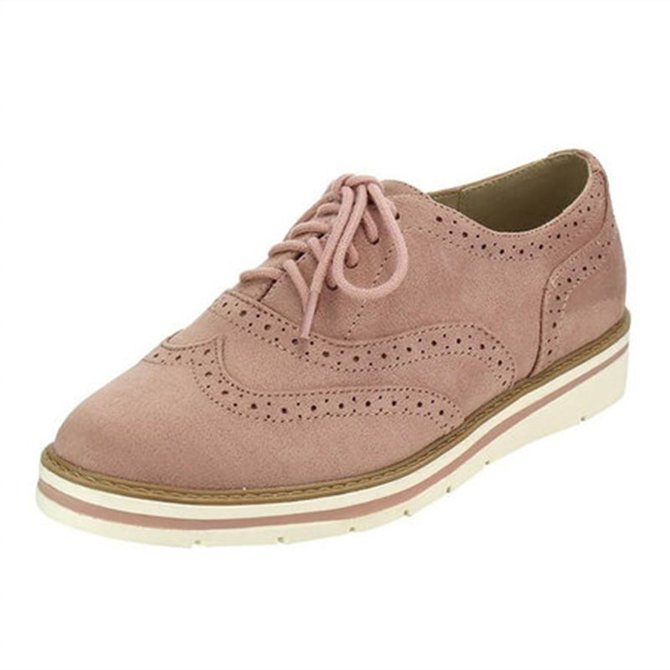 Roselinlin Women's Lace Up Perforated Oxfords Shoes Casual Shoes